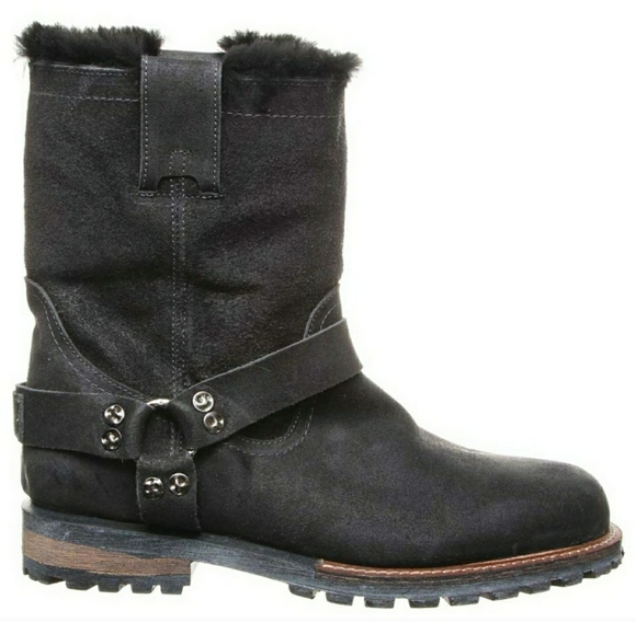 Luxe de Leon Oiled Suede Shearling Lined Boots - Picture 3 of 6